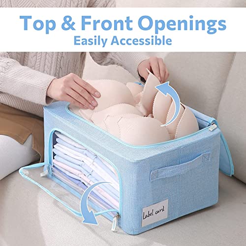 Image of Craava Foldable Storage Living Box Cloth Organizer With Steel Frame Water Proof Fabric (24 Ltr - Pack of 2, Sky Blue)