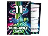 JuNa-Experten 8 Einladungskarten zum 11. Kindergeburtstag Jungen Mädchen Mini-Golf Minigolf coole bunte Einladungen elfte Geburtstag Mädchengeburtstag Jungsgeburtstag