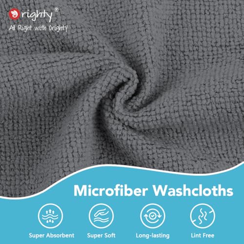 Image of Orighty Washcloths, 5 Pack Microfiber Face Towels, Highly Absorbent and Soft Feel Wash Cloths & Hand Towels for Bathroom, Hotel, Spa, and Gym, 11.5x11.5 Inch, Grey
