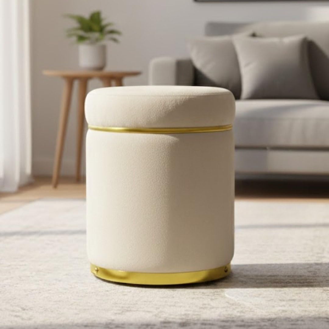 Ottoman Stool for The Living Room Ottoman Pouffes for Sitting, Puffy Stool for Living Room Dressing Table Stool Cream-image-22