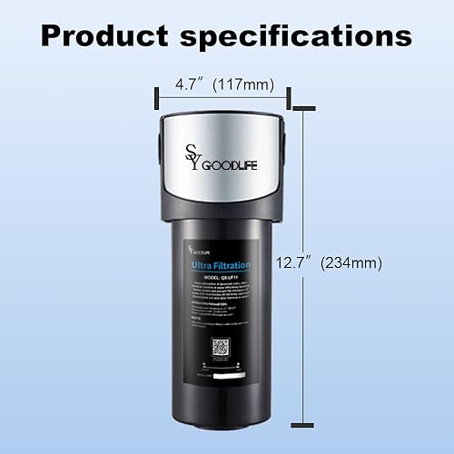 Miniatura 6 de SY GOODLIFE - Filtro de agua UF de 0.01 m para debajo del fregadero, se conecta directamente al grifo de cocina para reducción de baçtria, reduce