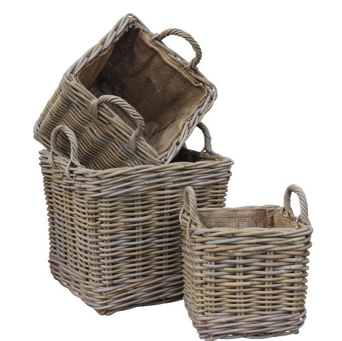Very Strong Excellent Quality Lined Square Log Basket / Storage Basket