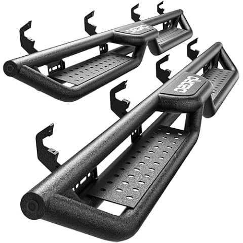 OEDRO 6 Inch Running Boards Compatible with 2019-2025 Chevy Silverado/GMC Sierra 1500, 2020-2025 2500HD 3500HD Crew Cab(Excl. 2019 1500 LD/Limited), Bolt-on Side Steps Steel Nerf Bars Cover