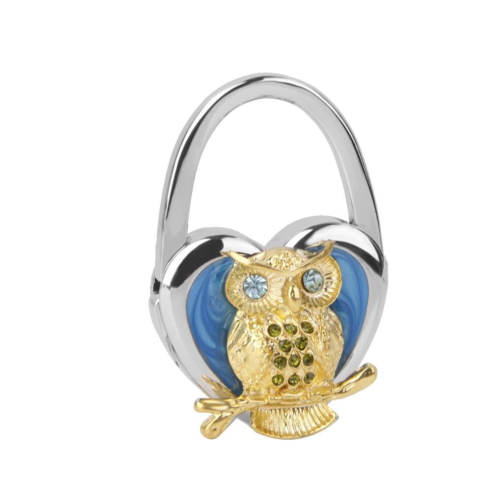 nivaa Table Foldable Purse Bag Rhinestone Hanger Handbag Hook Holder Gift Owl Blue-picture-54