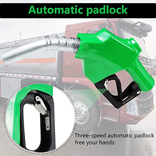 Azdele 1 Inch Npt Green Automatic Fueling Nozzle 1-3/16 Inches(Od=30Mm) Spout Auto Shut Off Aluminum Alloy Diesel Petrol Fuel Nozzle, The Max Flow Rate 120L/Min #TOP3