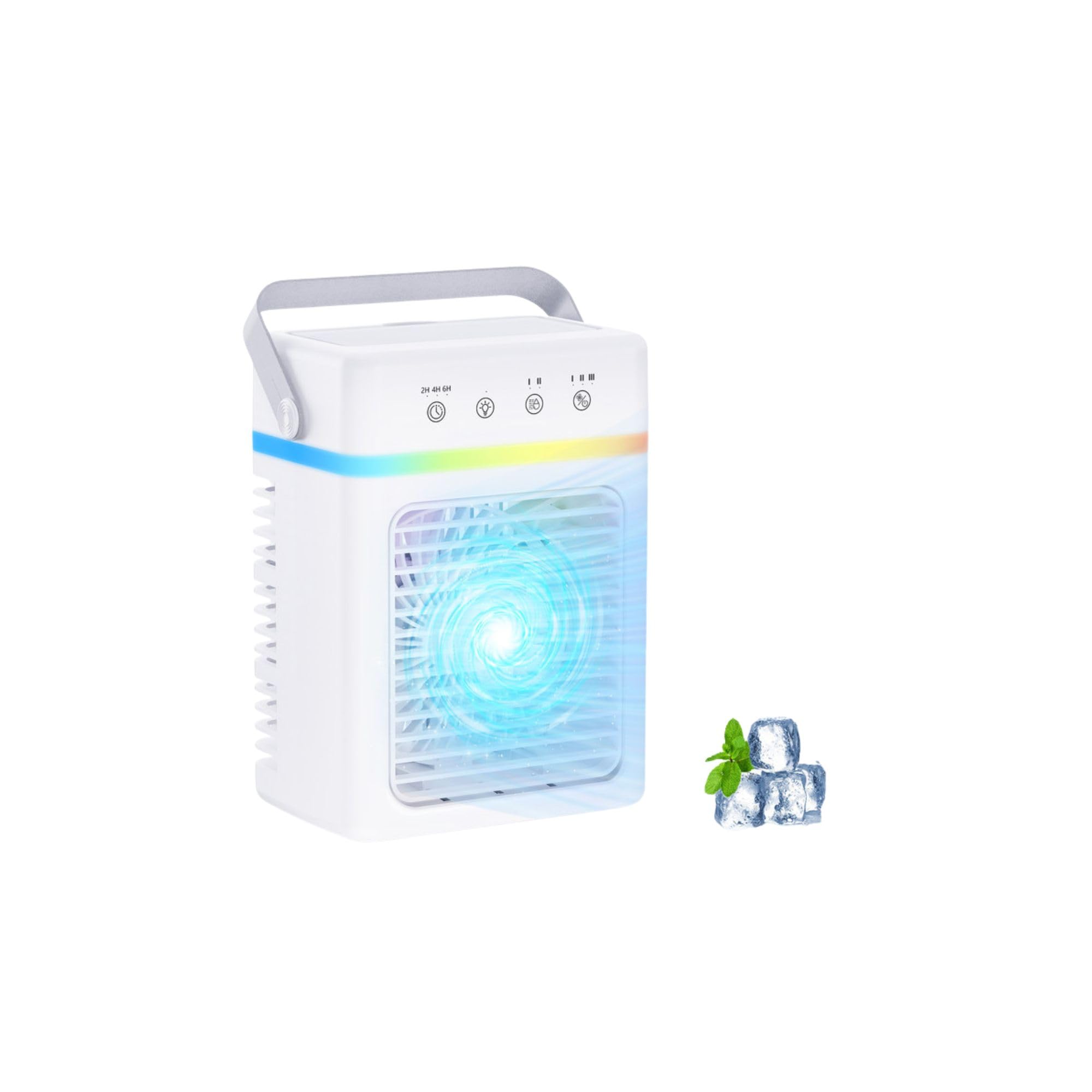 Portable Air Conditioner with 900ML, Quiet Evaporative Air Cooler 3 Speeds & 3 Mode, Timer 2-6H,7 Colour LED, 10W Low Power, 7 LED Light, Personal Mini Air Conditioning Unit for Room,Bedroom,Office
