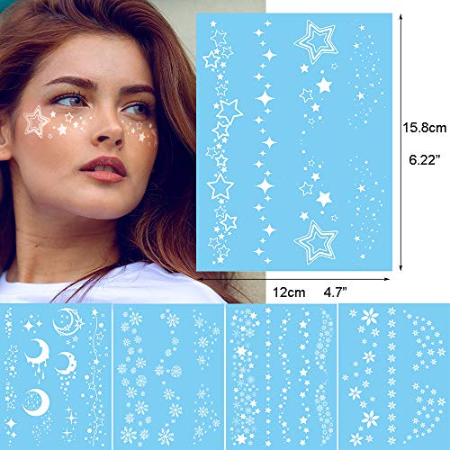Glaryyears White Temporary Face Tattoos For Women Girls, Creative Fake Flash Lace Freckle Tattoo Stickers, 16 Pack Sexy Perfect For Bride Wedding Party Festival, Nontoxic On Body #TOP5