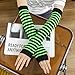 VERKUUY Arm Warmers for Y2K Women Wrist Hand Warmers Knitted Fingerless Mittens Thumb Hole Gloves Goth Punk Gyaru Accessories (Black Green)