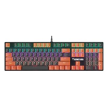 Gamdias Hermes M5A Wired RGB Mechanical Gaming Keyboard for Office, Home and Games with Dual Coloured Keycaps (Black and Orange), Aluminium Bezel, Anti-ghosting Keys and N-Key Rollover (Blue Mechanical Switch) 6 lighting effects