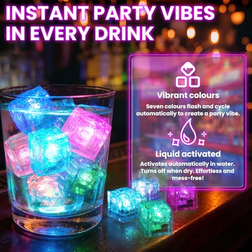Cubos de hielo luminosos multicolor con luces cambiantes, 12 unidades miniatura 2