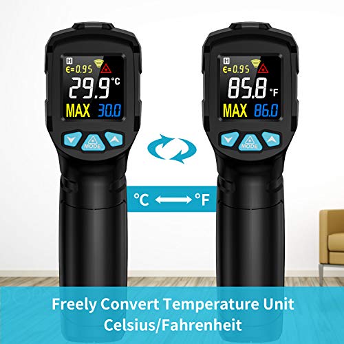 Infrared Thermometer Temperature Gun MESTEK Non-Contact Laser Digital Thermometers with Color LCD Screen -58℉~716℉(-50℃~380℃) Adjustable Emissivity (Not Accurate for Human Temperature)