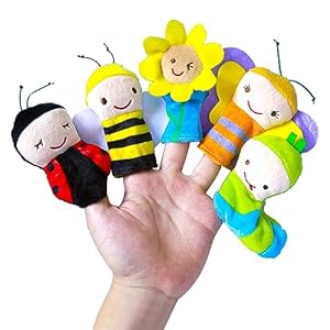 5 Dierlijke vingerpoppetjes, Puppets for kids, Baby vingerpoppetjes, Finger puppets, Voor Kids Gifts Verjaardagsfeestje Pasen Baby Peuter Spree Bag Set