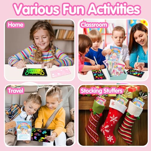 Image of ZMLM 24 Pack Rainbow Art Scratch Notebooks for Kids Birthday Party Favors