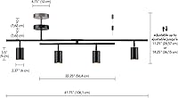 Vista 5 de GLOBE Electric 57500 Iluminación de riel de 4 luces, negro mate, barra giratoria central ajustable, luminaria de techo moderna para isla de cocina