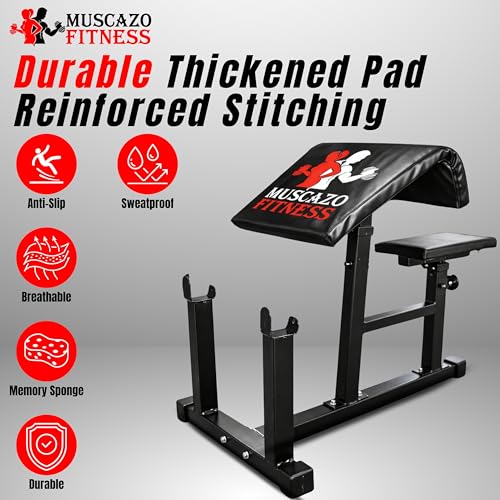 Image of Preacher Curl Bench for Home Gym, Adjustable Biceps & Arm Curl Bench with Heavy-Duty Steel Frame, Thick Padded Arm Rest, Stable Base for Dumbbell & Barbell Bicep Training