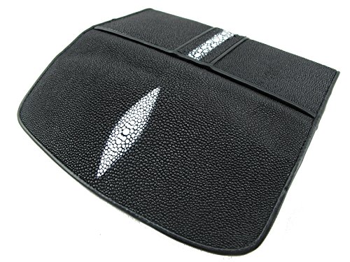Genuine Row Diamond Stingray Skin Leather Women's Trifold Clutch Wallet Black2