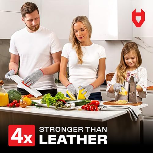 NoCry Premium Cut Resistant Gloves Food Grade for Kitchen — Superior Comfort and Dexterity; Level 5 Protection; Ambidextrous; Machine Washable; Lightweight — Perfect Cutting Gloves or Mandolin Glove