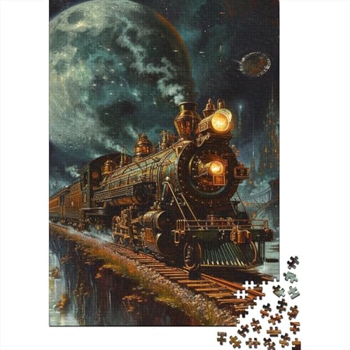 Rompecabezas Cuadrado de Tren de Vapor de 500 Piezas para Adultos, Rompecabezas de Madera, Rompecabezas Educativo, Juego Familiar, 500 Piezas (52x38cm)