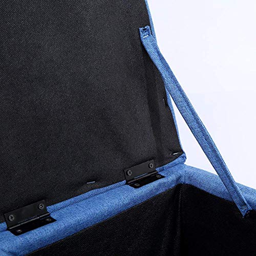 Pouf repose-pieds carré bleu foncé avec coffre de rangement - 4