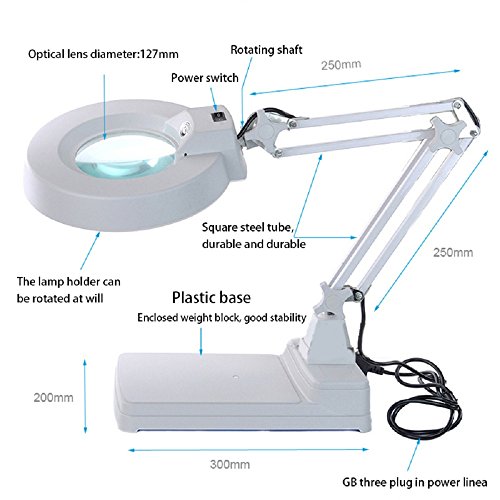 10X Magnification Led Magnifier Lamp Folding Led Desk Lamp Magnifier Glasses 5" Glass Lens Rotary 10X Magnifying Loupe With Led Magnifier Loupe 22W (Us Plug) #TOP3