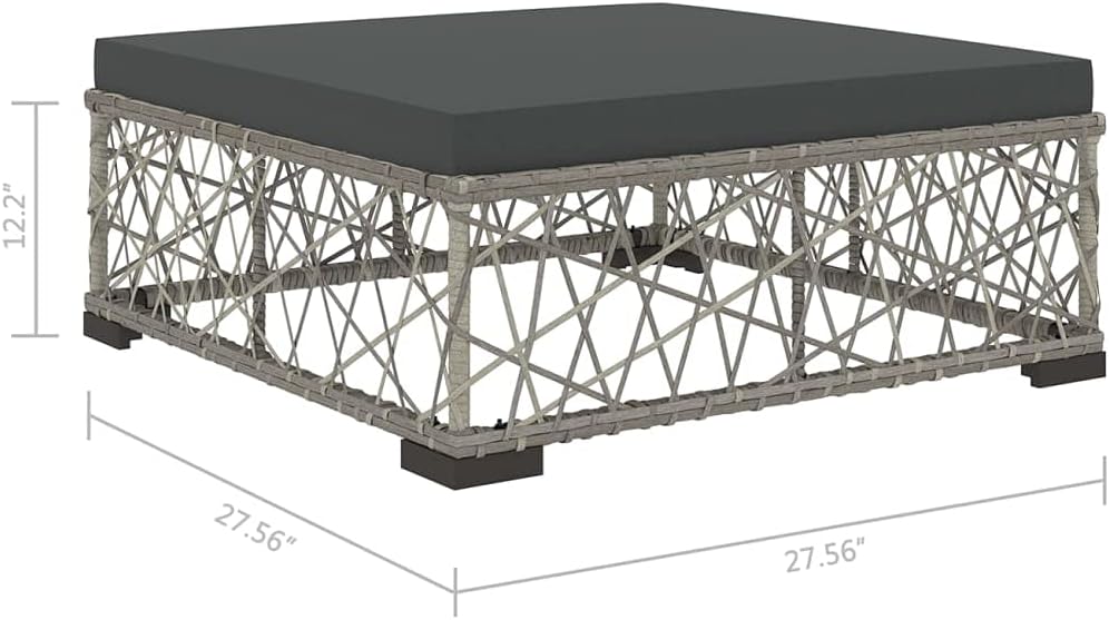 Dimensions of the ottoman or stool unit: 27.56 inches length, 27.56 inches width, 12.2 inches height