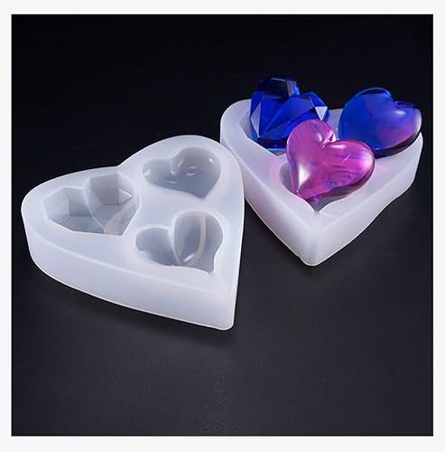 Molde epoxi con forma de corazón profundo de 6 estilos, molde de silicona de tamaño de más de 1 pulgada, cuentas en forma de corazón de amor de