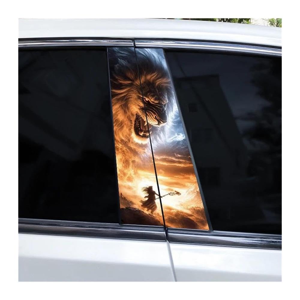 Decorative Items 1pair Animal Lion Car Door Pillar Sticker DIY Car B Pillar Vinyl Sticker(N)