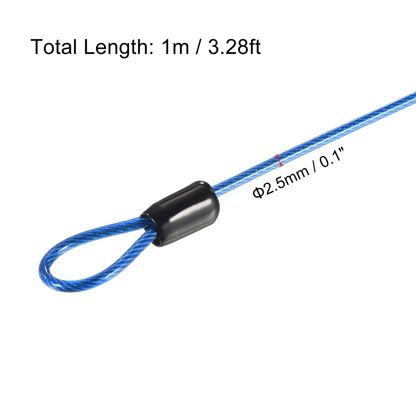 TOP-VIGOR 1Pcs Security Steel Cable, 2.5mm X 2m / 6.56ft Coated Safety