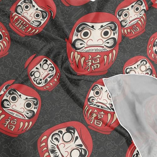 Square Scarf Japanese Daruma Print Silk Feeling Bandanas Head Scarfs Hair Wraping Neckerchief for Women 23.6 Inch4