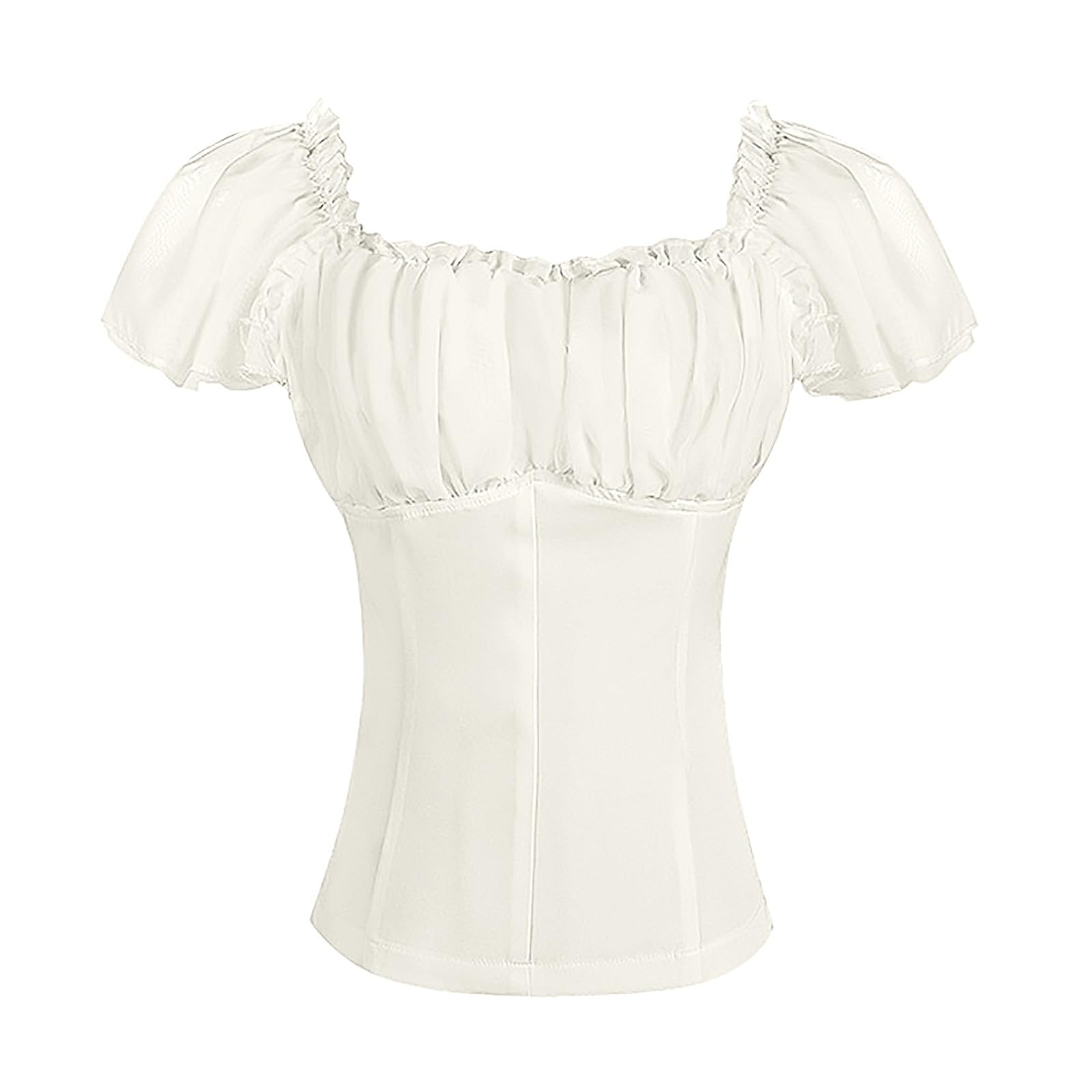 Generisch Camicetta tradizionale da donna con chiusura alta, a maniche lunghe, camicia con una spalla corta