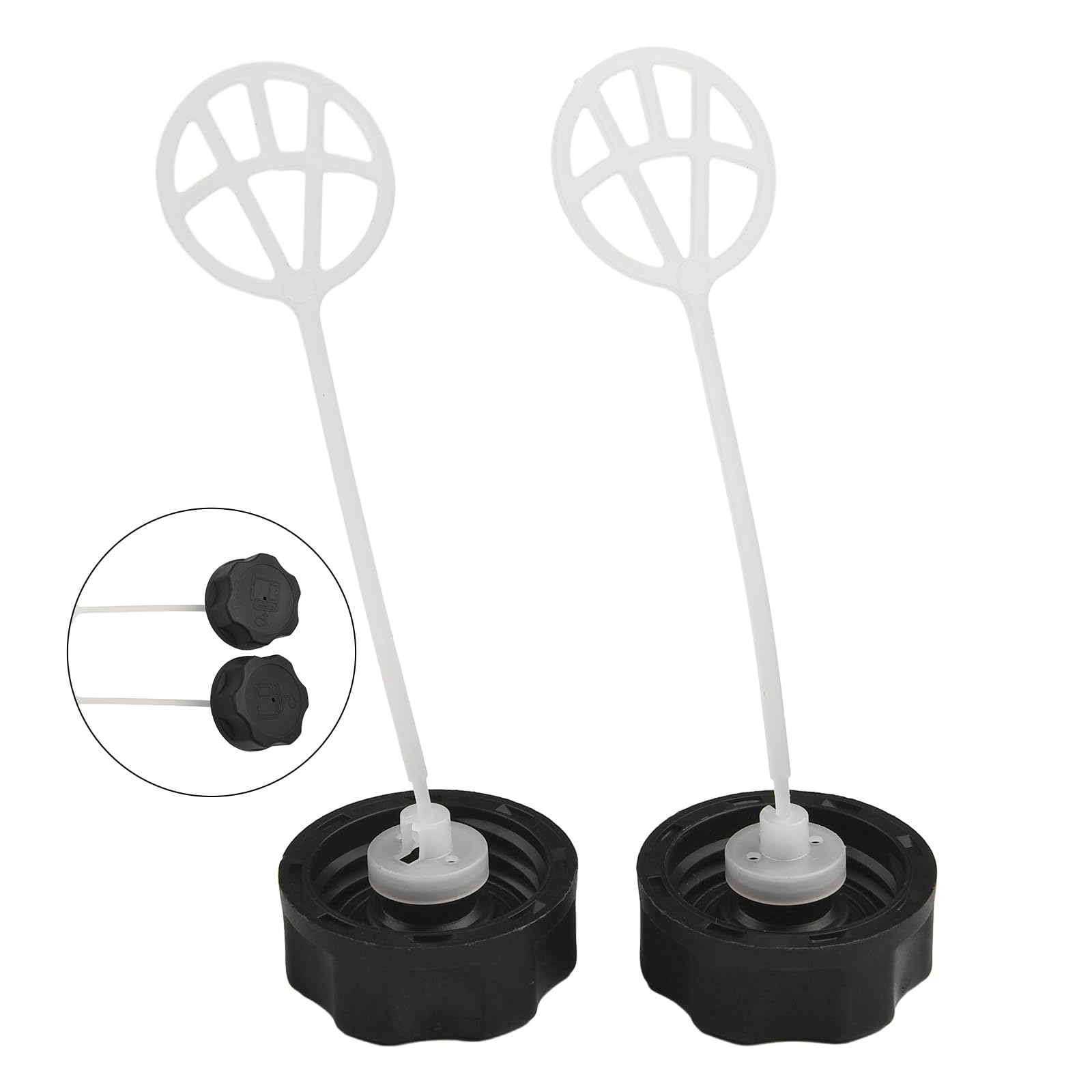Paquete de 4 tapas de combustible para malezas, cortador de cepillo de gas, bordeadora de césped, cortasetos, tapa de plástico negro para 43 CC, 52 CC, CG430, CG520, BC430, BC520