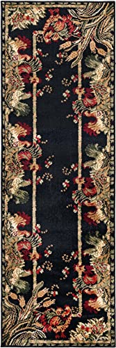 Image of Unique Loom Barnyard Collection Area Rug - Farm (2' x 6' 1 inch Runner, Black / Cream)