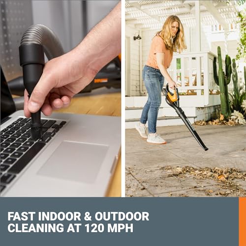 WORX Cordless Leaf Blower, Electric Blowers for Lawn Care with 120 MPH & 3.5 LBS, Long Nozzle Design for Narrow Spaces with Cleaning Attachments, Battery & Charger Included, WG545.1 by WORX - Image 3