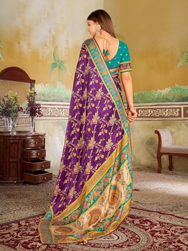 Image of Glory Sarees Women's Luxurious Dola Pure Silk Original Saree Position Print Work Madhubani Inspired Motifs Banarasi Kanjivaram Style Saree With Blouse Piece (Elegant101 Parent)