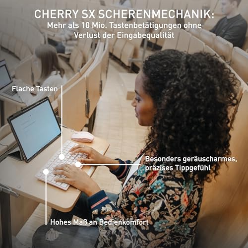 CHERRY KW 7100 MINI BT, Kompakte Bluetooth-Tastatur, DE QWERTZ, Milk White – Ansicht 3