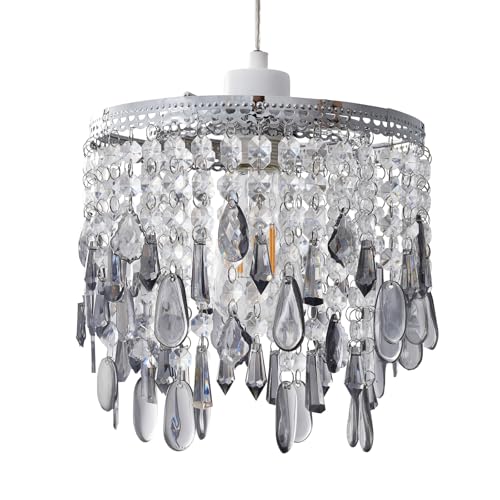 SHINY STAR Crystal Pendant Light Shade, Modern Chandelier Design Ceiling Pendant Light Shade with Clear/Smoke Grey Acrylic Crystal-903G - Image 2