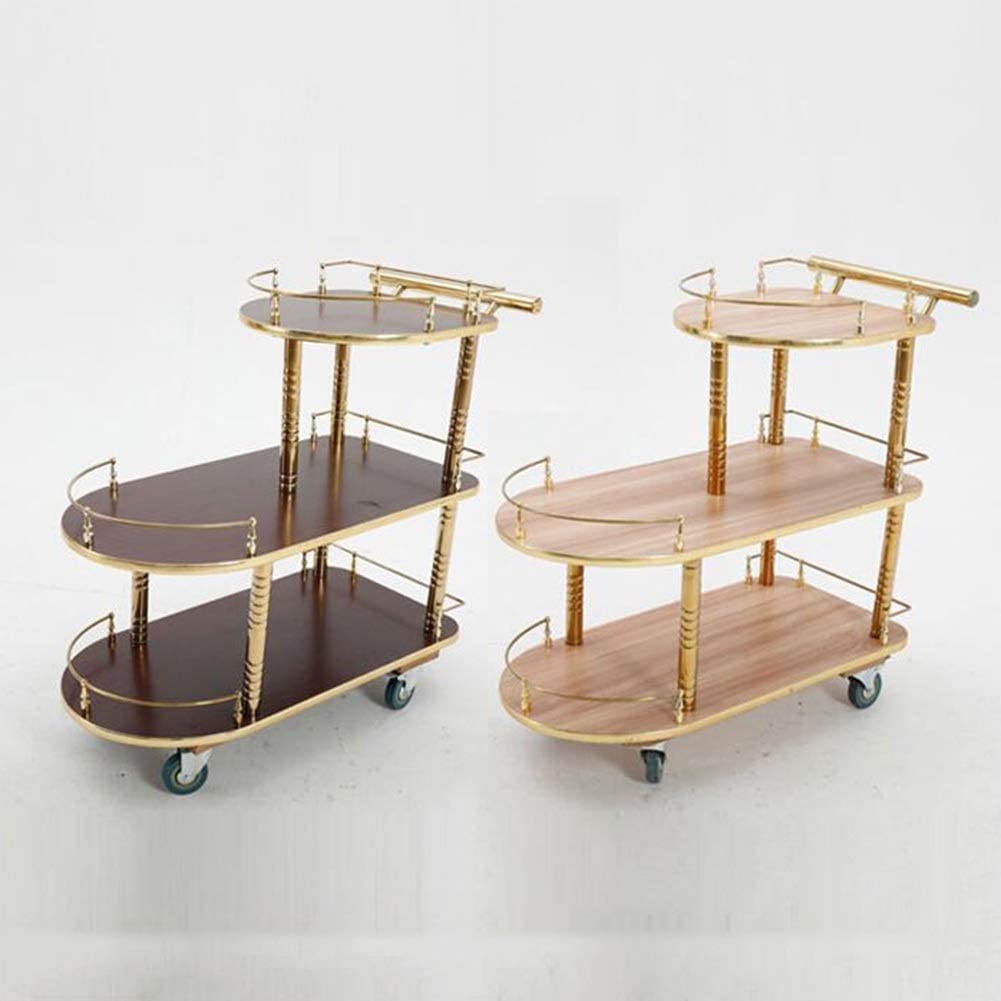 Carrello di servizio per bar, ideale per casa, hotel e ristoranti. Carrello da cucina/bar con 3 ripiani in legno massello e staffa in metallo. Multifunzione, facile da spostare, disponibile in 2 colori.