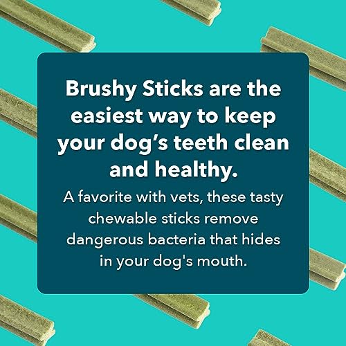 iHeartDogs Brushy Sticks - Dental Treats for Dogs Removes Plaque and Tartar Buildup - Grain-Free Dog Teeth Cleaning Chews Made with Chicken - 30 Mini Sticks