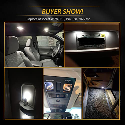 Auxbeam 194 Led Bulbs 10 Pcs, Super Bright 6000K White 168 2825 T10 W5W 18-Smd Led Light Bulbs For License Plate Lights Interior Lights Dome Map Light #TOP5