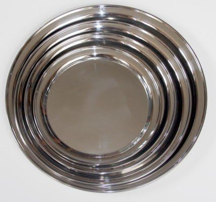 4 Pc Round Stainless Steel Seriving Tray Set