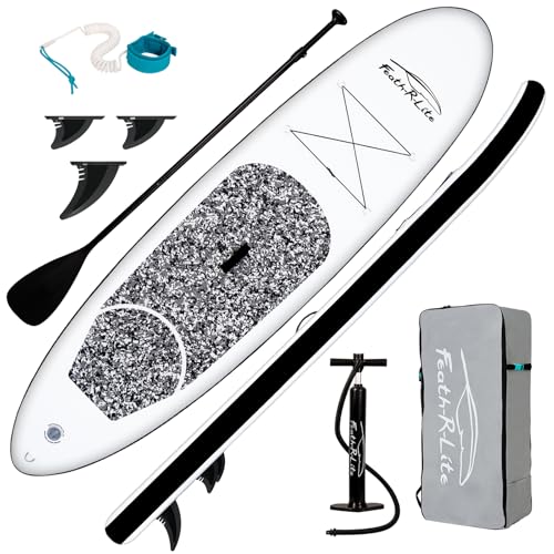 FunWater Aufblasbares Stand Up Paddle Board Surfbrett SUP Komplettes Paddleboard Zubehör Verstellbares Paddel, Pumpe, Reiserucksack, Leine, Erwachsene Paddelboard