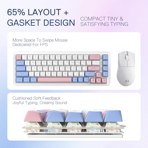 Image of Redragon K709 PRO 65% Wireless Gasket RGB Gaming Keyboard, 68 Keys Hot-Swap Compact Mechanical Keyboard w /Free-Mod Socket, 5-Layer Noise Dampening & Round PBT Keycaps, Quiet Custom Linear Switch