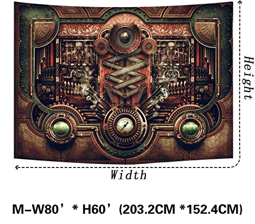 Nterc Antique Steampunk Tapestry Retro Metal Gears Rusty Steam Machine Nostalgic Style Wall Hanging Home Aesthetic Living Room Bedroom Decor Wall Blankets 80X60Inch Gtokrc0028 #TOP1