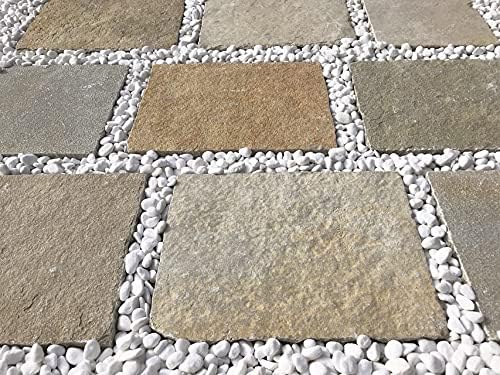 Amazon 敷石 平板 庭 石 置くだけ 敷く 石 ガーデニング 石材 フレンチベージュ 300 400角 mm厚 3枚 砂利