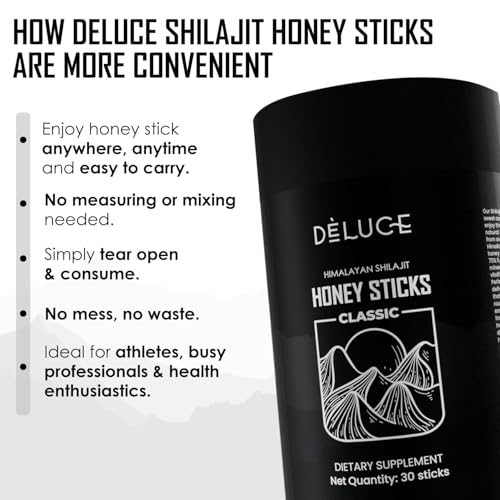 Image of Deluce Shilajit Energy Sips | With 100% Pure Shilajit /Shilajeet | 600 mg Shilajit /Stick | Boosts Energy & Stamina | 30 Sachets | Honey Flavour (30 N) (30N CLASSIC HONEY STICKS)