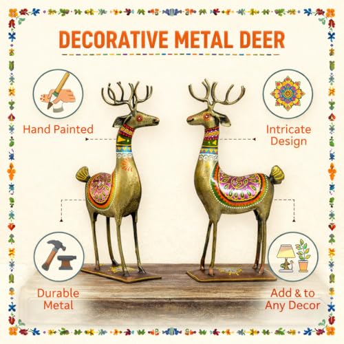 Image of CraftVatika Home Decor Romantic Couple of Lucky Deer Reindeer Set, Home Decoration Items for Living Room, House Warming Gifts, Decorative Items for Drawing Bed Room, Return Gift Items for Woman Man