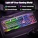 TECKNET RGB Gaming Tastatur für PC, Membran Tastatur mit 105 Tasten, Vollmetall-Pane Handgelenkauflage,15-Zonen RGB Beleuchtung, 25 Anti-Ghosting-Tasten, Computer Keyboard, Amerikanisch(QWERTY)Layout
