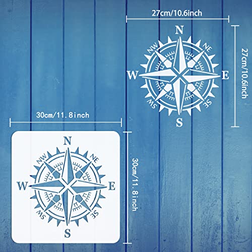 FINGERINSPIRE Compass Stencil 30x30cm Plastic Reusable for Walls Wood, Canvas, 30 cm x 30 cm - Image 2