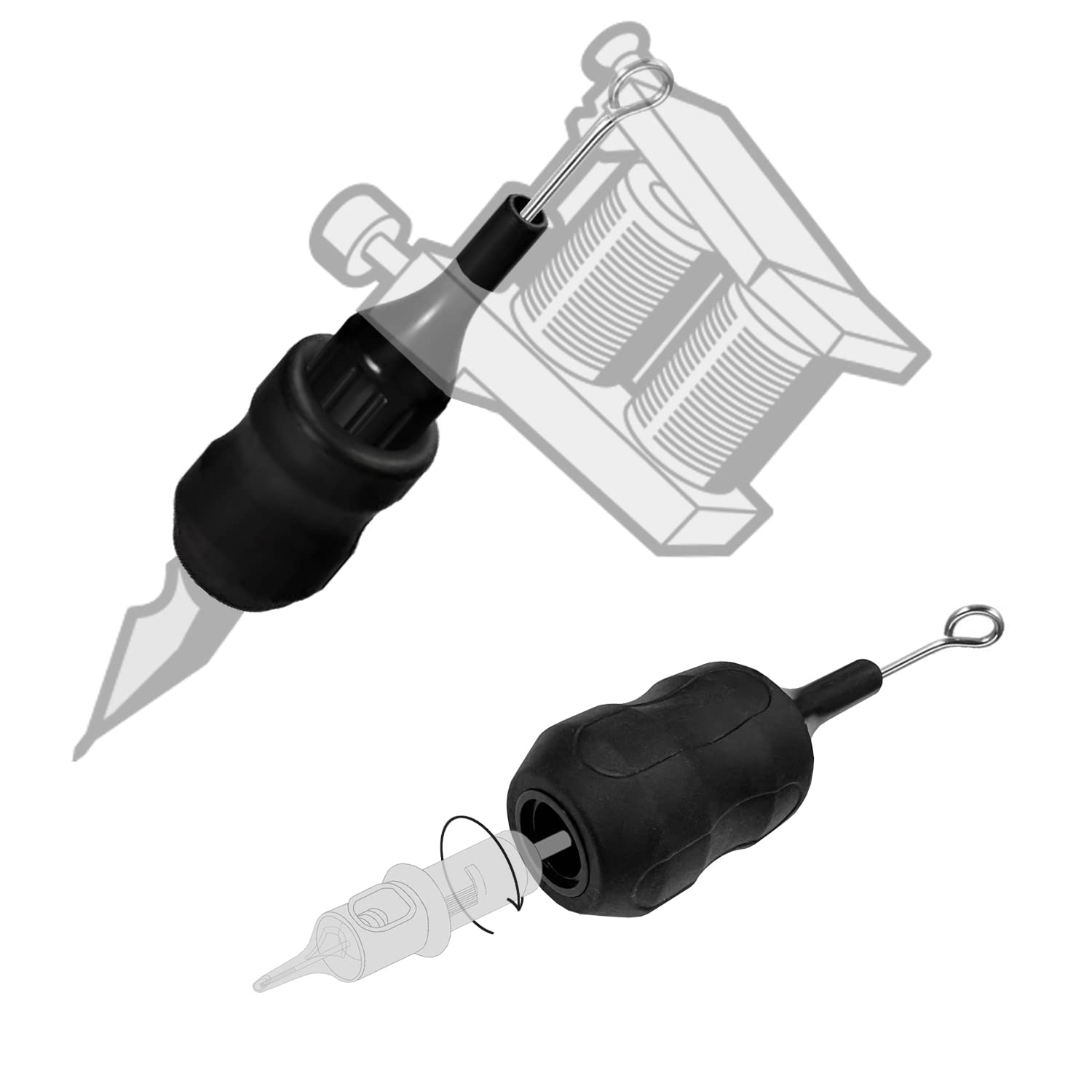 WARRIOR Adjustable Tattoo Cartridge Grip para Agujas Tatuaje Estériles Mango Suave Antideslizante (CON BARRA)