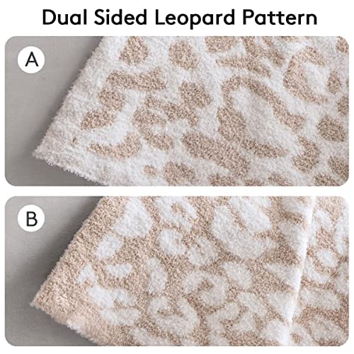 Mh Mylune Home LEOPARDKS Ultra Soft Leopard Throw Blanket (51X63 Inches) Khaki Microfiber Blanket Plush Warm Reversible Cheetah Blanket Leopard Pattern Throw For Couch Bed Sofa thumb #1